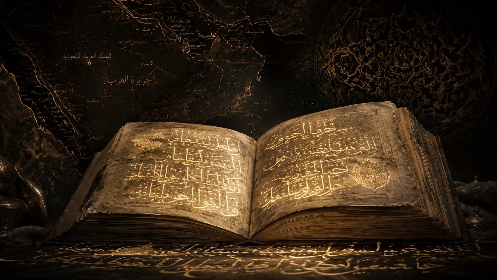 مخطوطة أثرية مضيئة بالخط العربي الذهبي تعبر عن أصالة اللغة العربية وتاريخها